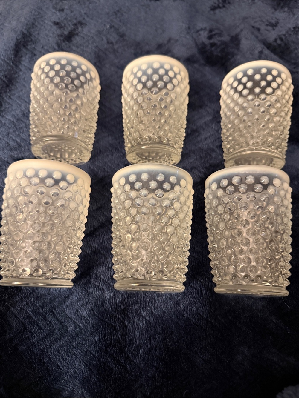 Vintage-Style Hobnail Glass Tumblers - Frosted White (Set of 6)